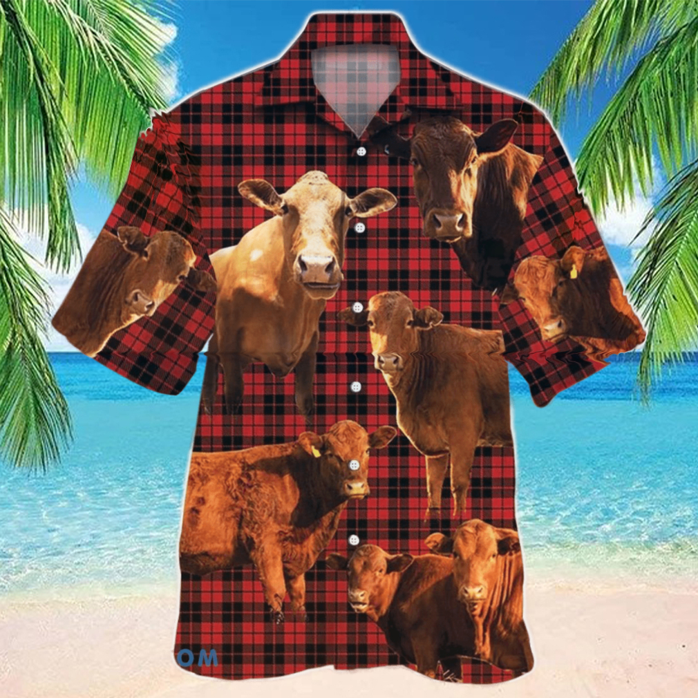 Cow Red Tartan Pattern Hawaiian Shirt Aloha Shirt For Men Women - Limotees