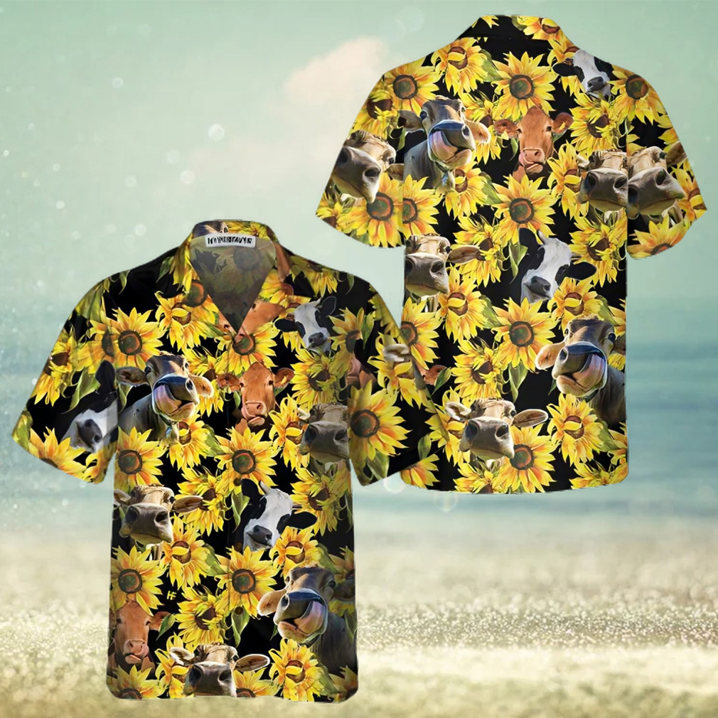 Cow With Sunflower Hawaiian Shirt, Tropical Cow Shirt For Men And Women, Funny Cow Print Shirt Gift Idea - Limotees