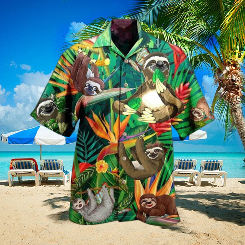 Custom 3D Sloth Happiness All Day Limited Edition Summer Beach Hawaiian Shirt - Limotees