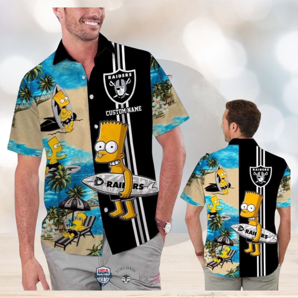 Custom Name Las Vegas Raiders Bart Simpson Hawaiian Shirt For Men Women - Limotees