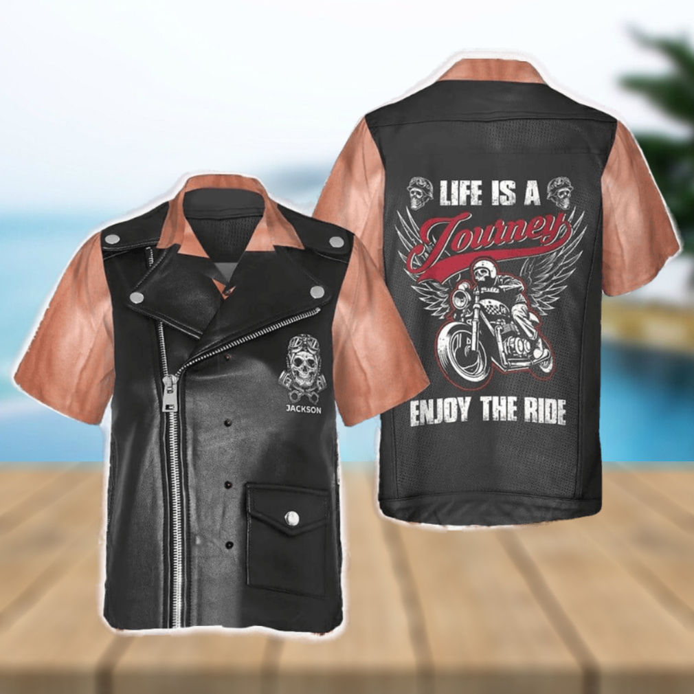 Custom Name Motorcycle Racing Skull Life Is A Journey Enjoy The Ride Hawaiian Shirt Gifts For Bikers Gift Halloween - Limotees