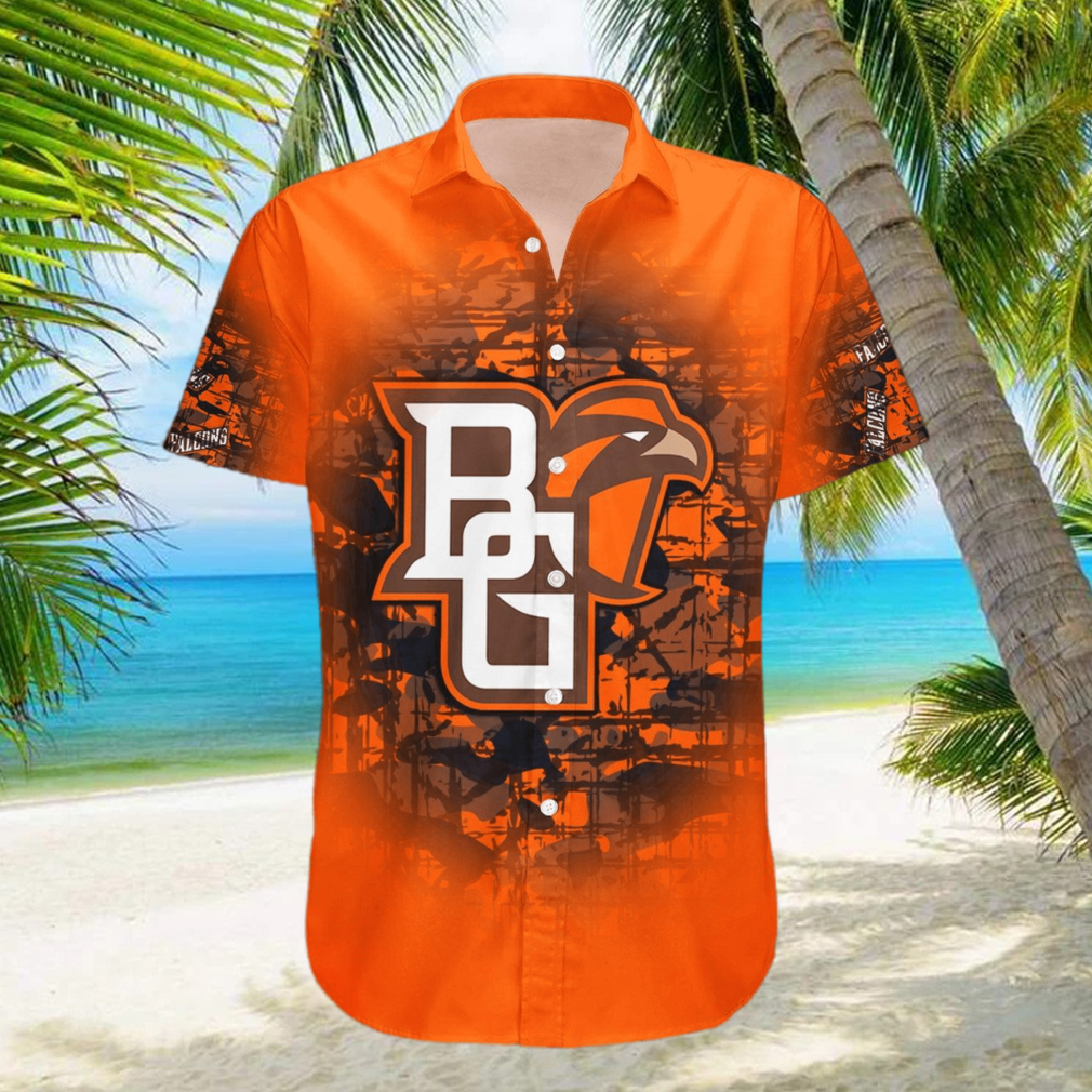 Custom Number And Name Bowling Green Falcons Hawaiian Shirt Camouflage Vintage NCAA Gift For Fans hawaiian shirt - Limotees