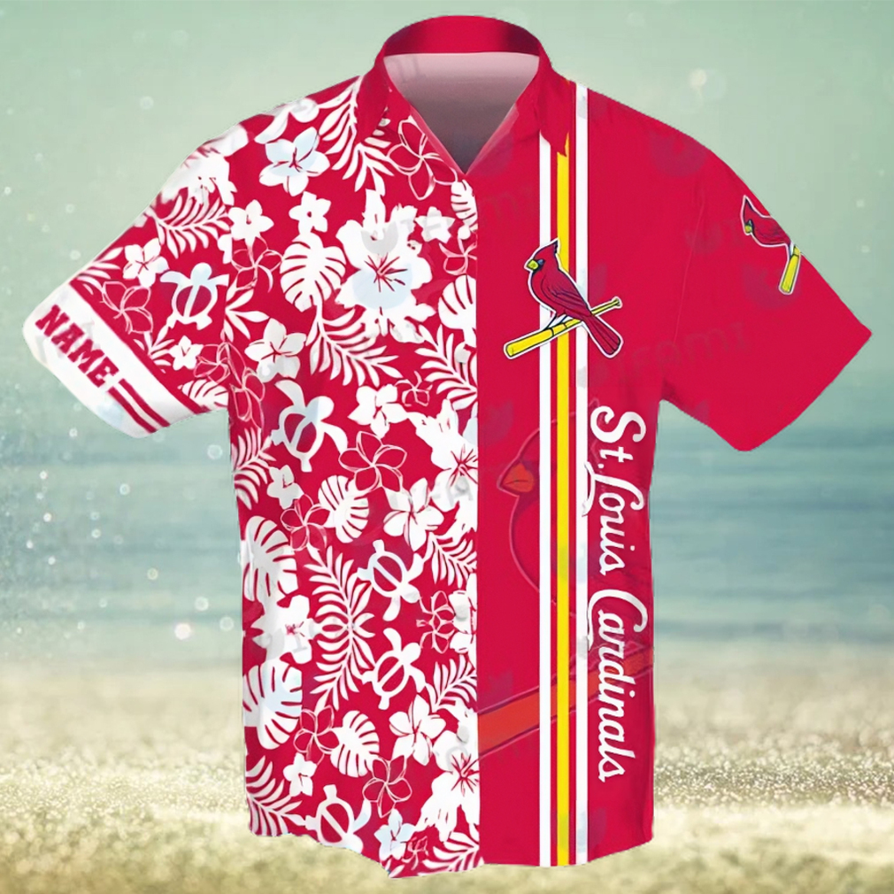 Custom St Louis Cardinals Hawaiian Shirt Turtle Tropical Flower St Louis Cardinals Gift - Limotees