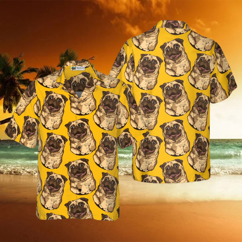 Cute Pugs Seamless Pattern Hawaiian Shirt - Limotees