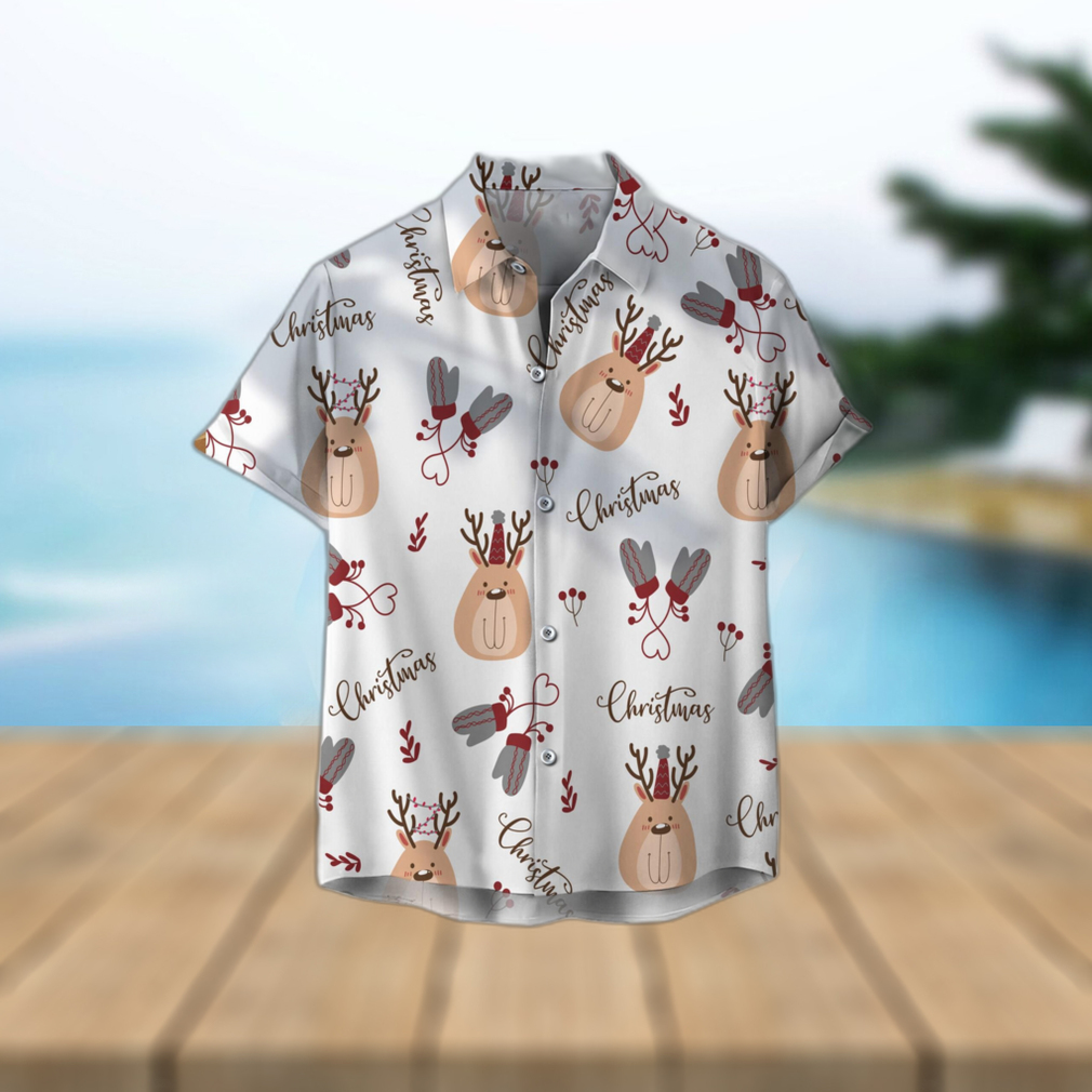 Cute Reindeer Christmas Unisex 3D Hawaiian Shirt Best Gift For Men And Women Holiday - Limotees