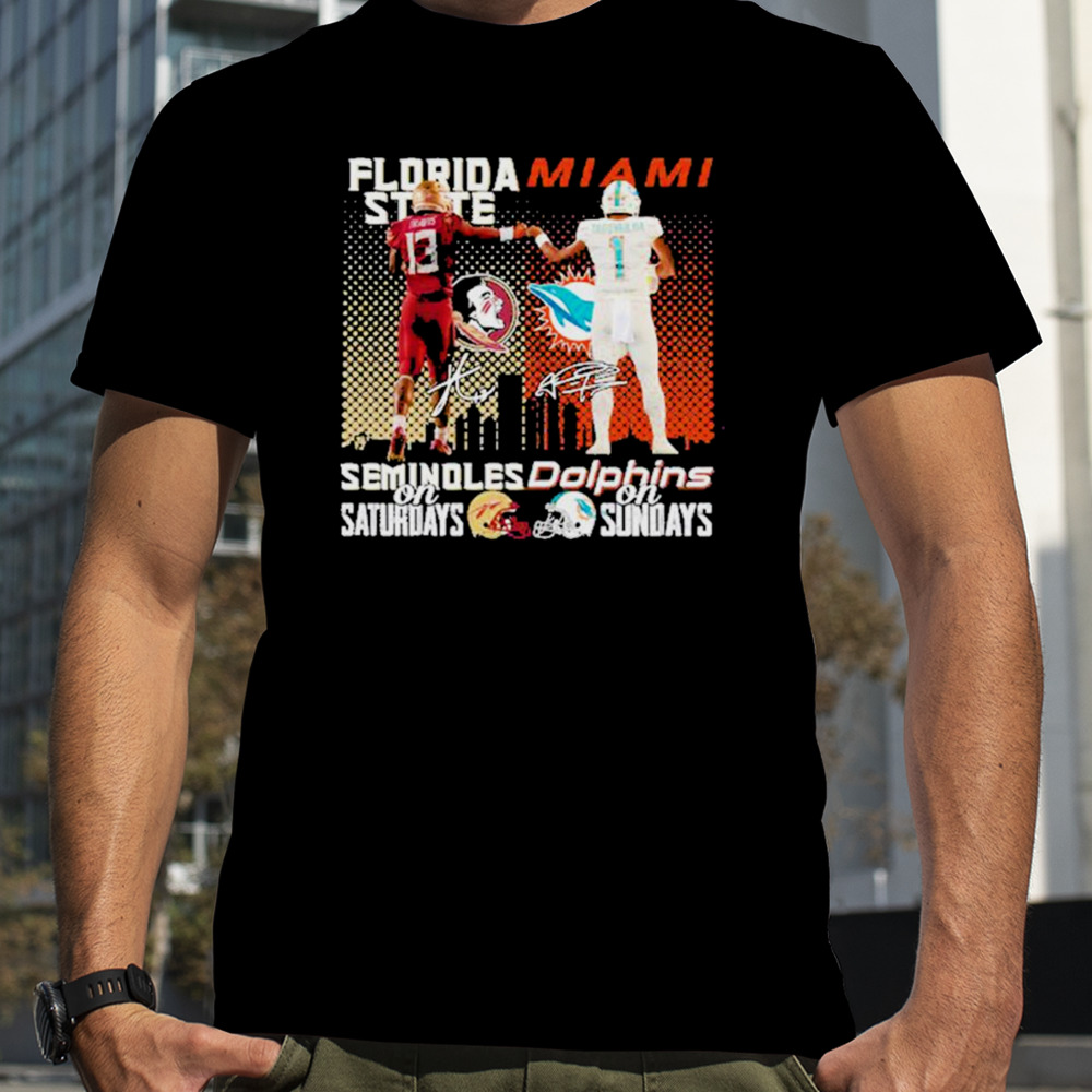 Florida State Seminoles on saturdays Miami Dolphins on sunday signature Shirt