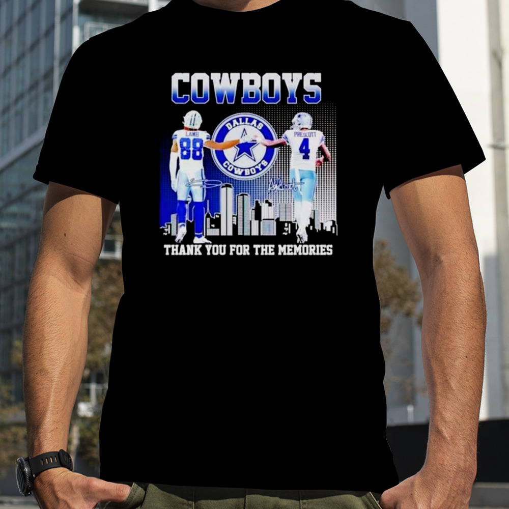 Skyline Dallas Cowboys Ceedee Lamb And Dak Prescott Thank You For The Memories Signatures T-shirt