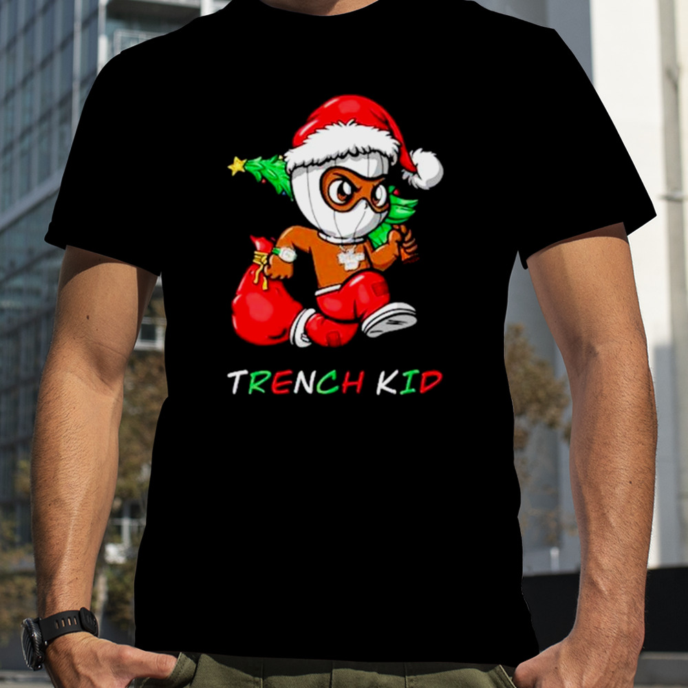 Trench kid running Christmas tree shirt