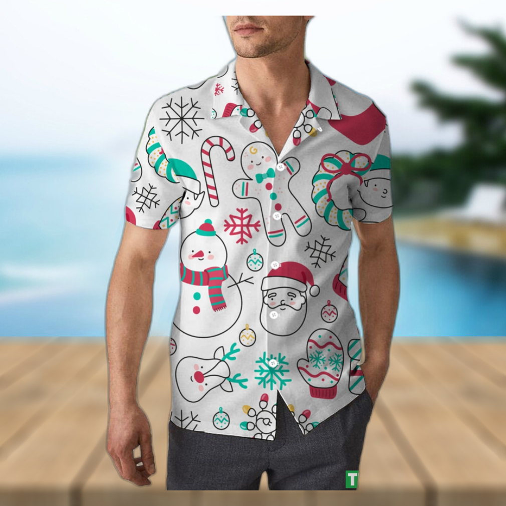 Cute Snowman Christmas Unisex 3D Hawaiian Shirt High Quality Gift For Men And Women Holiday - Limotees