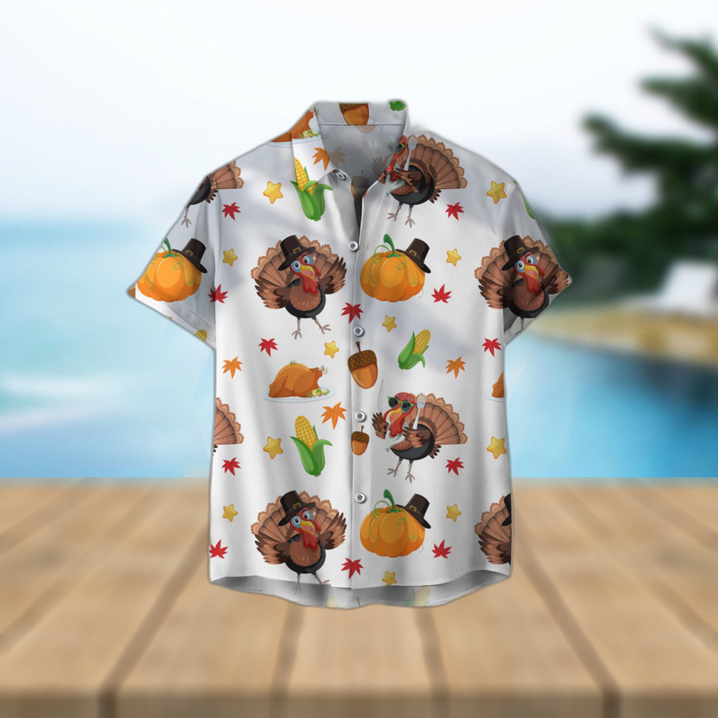 Cute Turkey Thanksgiving Fall Unisex 3D Hawaiian Shirt Contemporary Gift For Men And Women Holiday - Limotees