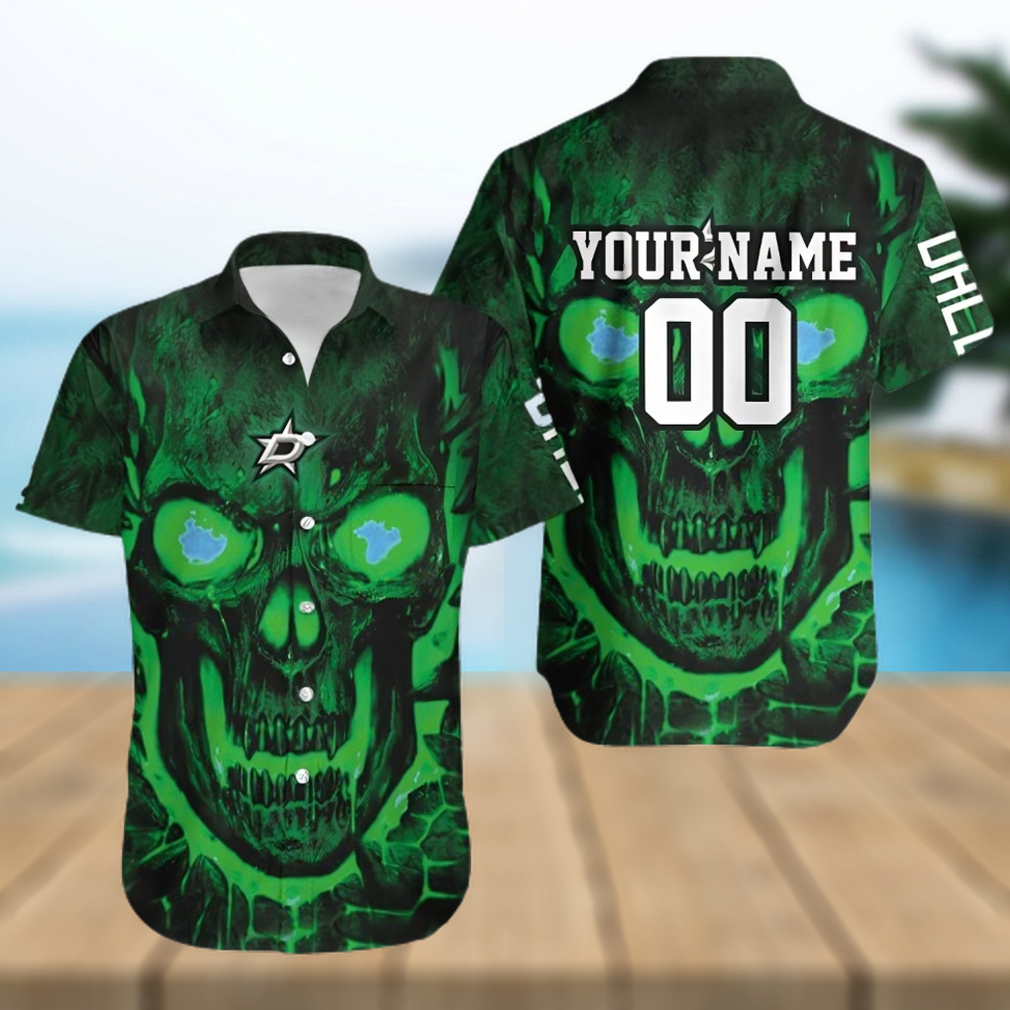 DALLAS STARS SKULL 3D PERSONALIZED HAWAIIAN SHIRT 1 - Limotees