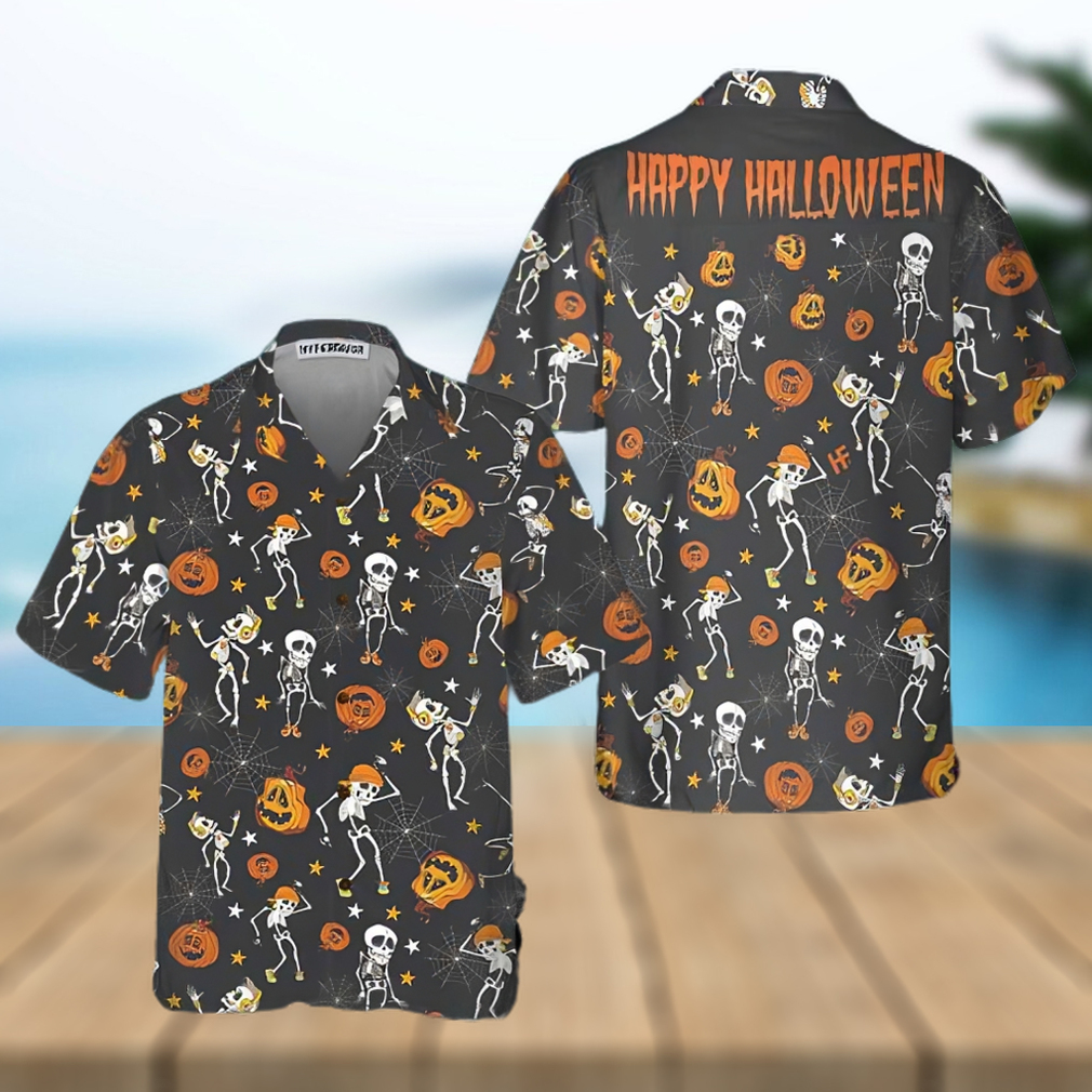 DANCING SKELETONS HAPPY HALLOWEEN HAWAIIAN SHIRT 1 - Limotees