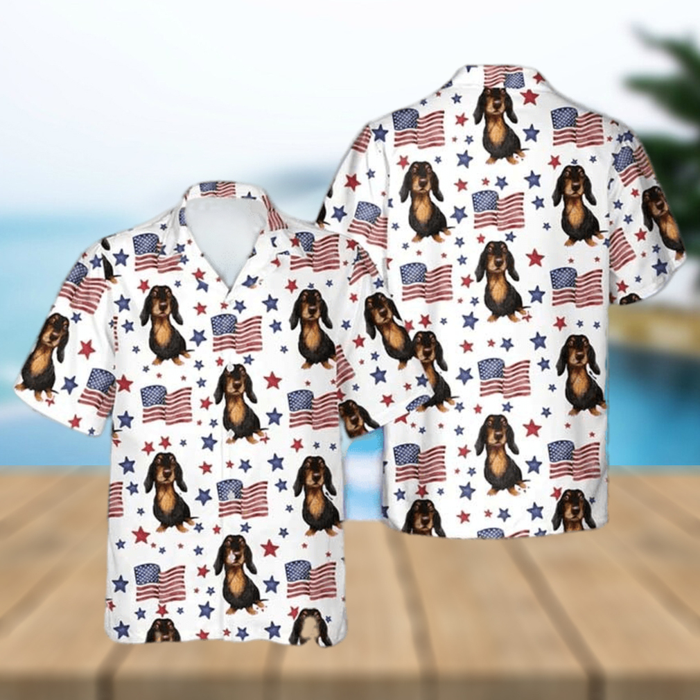 Dachshund American Flag Pattern Trendy Hawaiian Shirt - Limotees