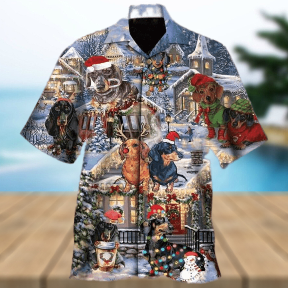 Dachshund Through The Snow 3D Funny Hawaiian Shirt - Limotees