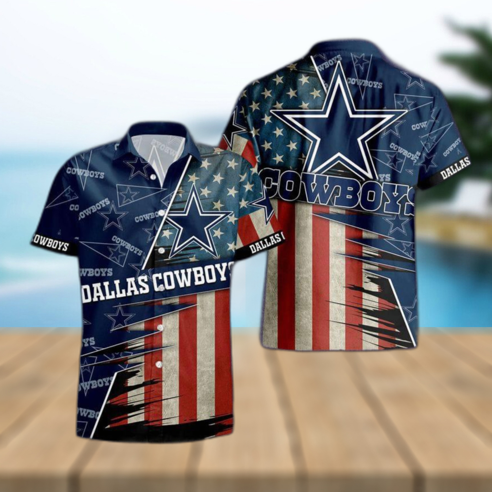 Dallas Cowboys American Flag Logo Hawaiian Shirt Vacation Gift For Men And Women Gift - Limotees