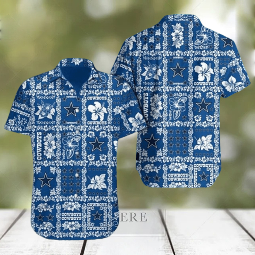 Dallas Cowboys Hawaiian Shirt Hibiscus Flowers Pattern Gift For Beach Trip - Limotees