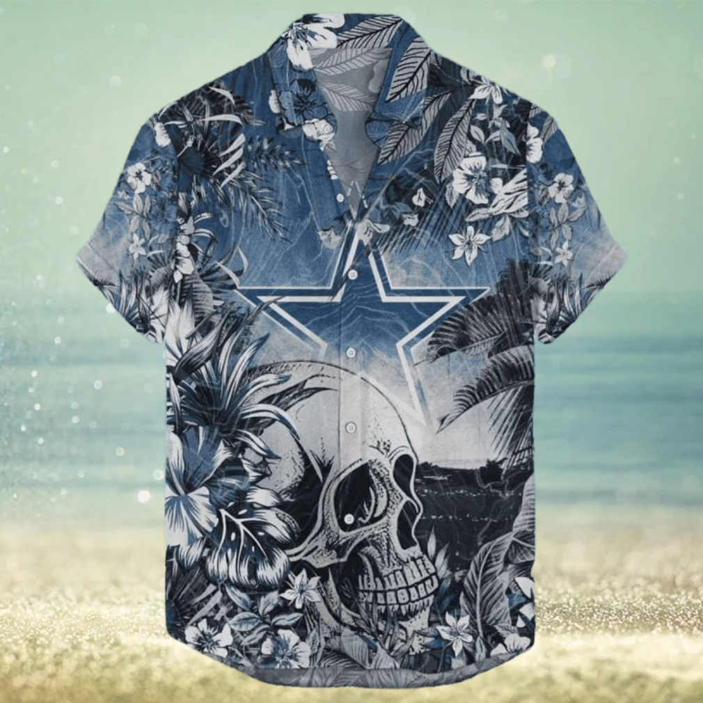 Dallas Cowboys Hawaiian Shirt Skull Tropical Flower Pattern All Over Print - Limotees