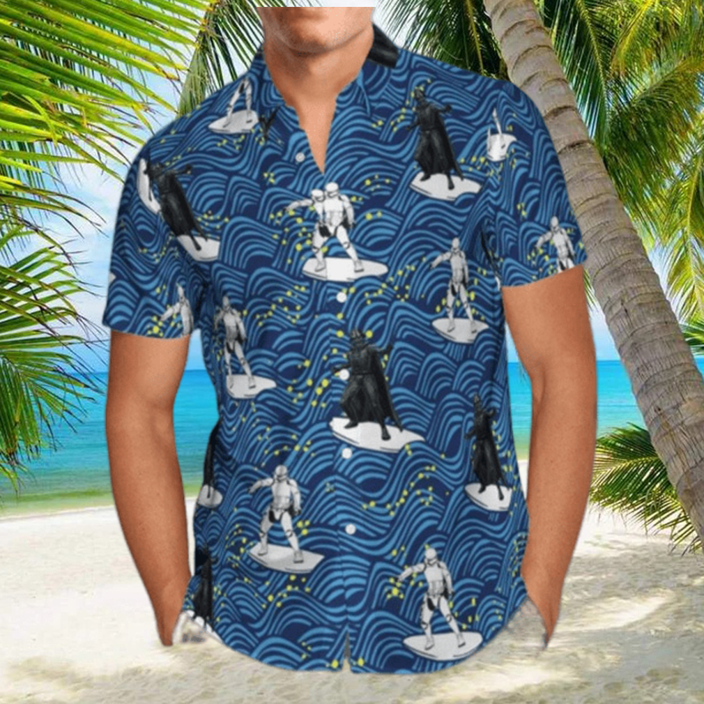 Darth Vader And Stormtrooper Surfing Star Wars Hawaiian Graphic Print Short Sleeve Hawaiian Shirt - Limotees