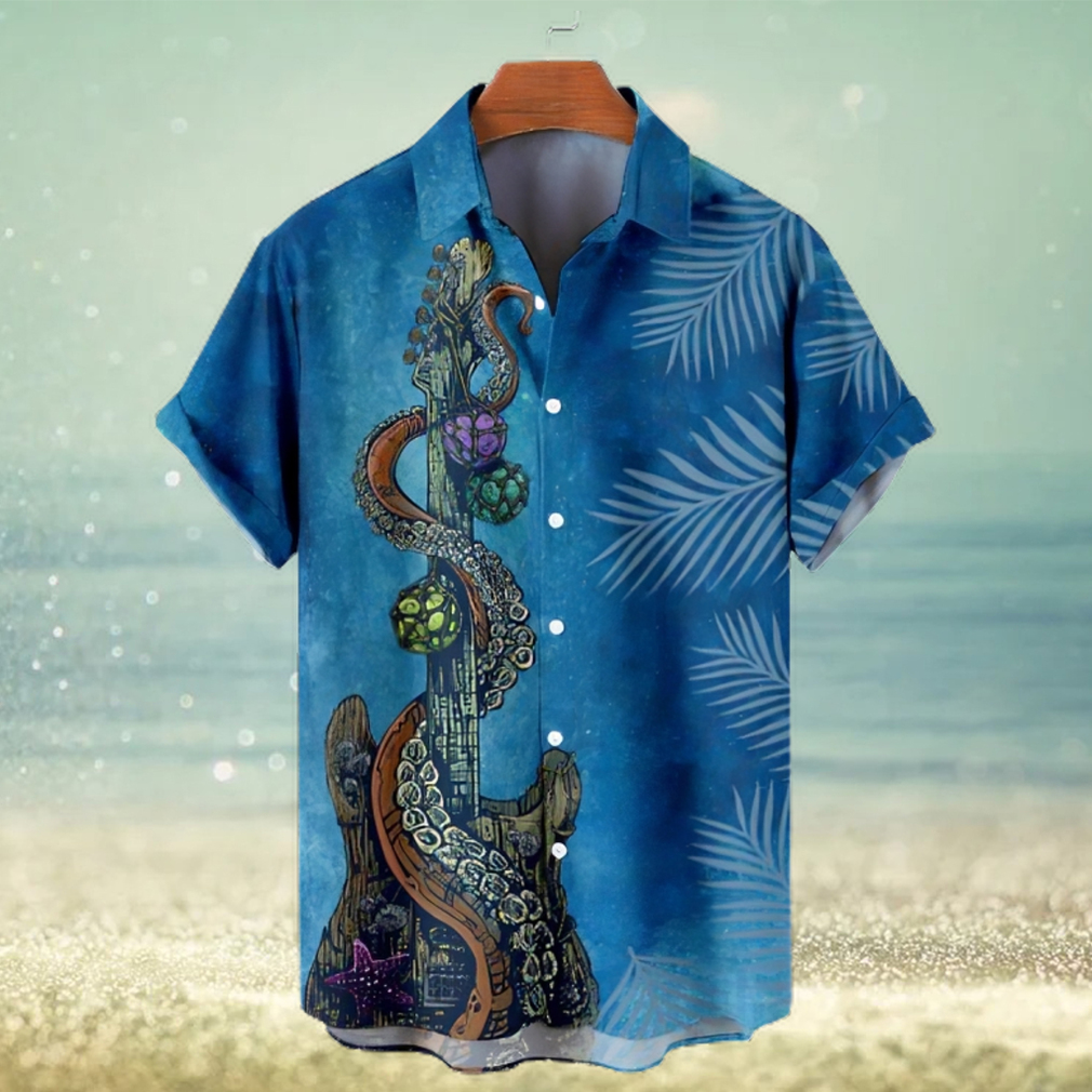 Deep Sea Guitar Pattern Men's Short Sleeve Tops - Limotees