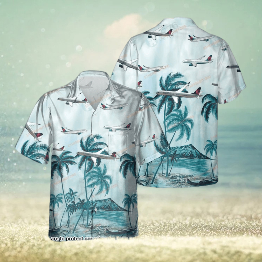 Delta Air Lines Airbus A220 Palmview Hawaiian Shirt - Limotees