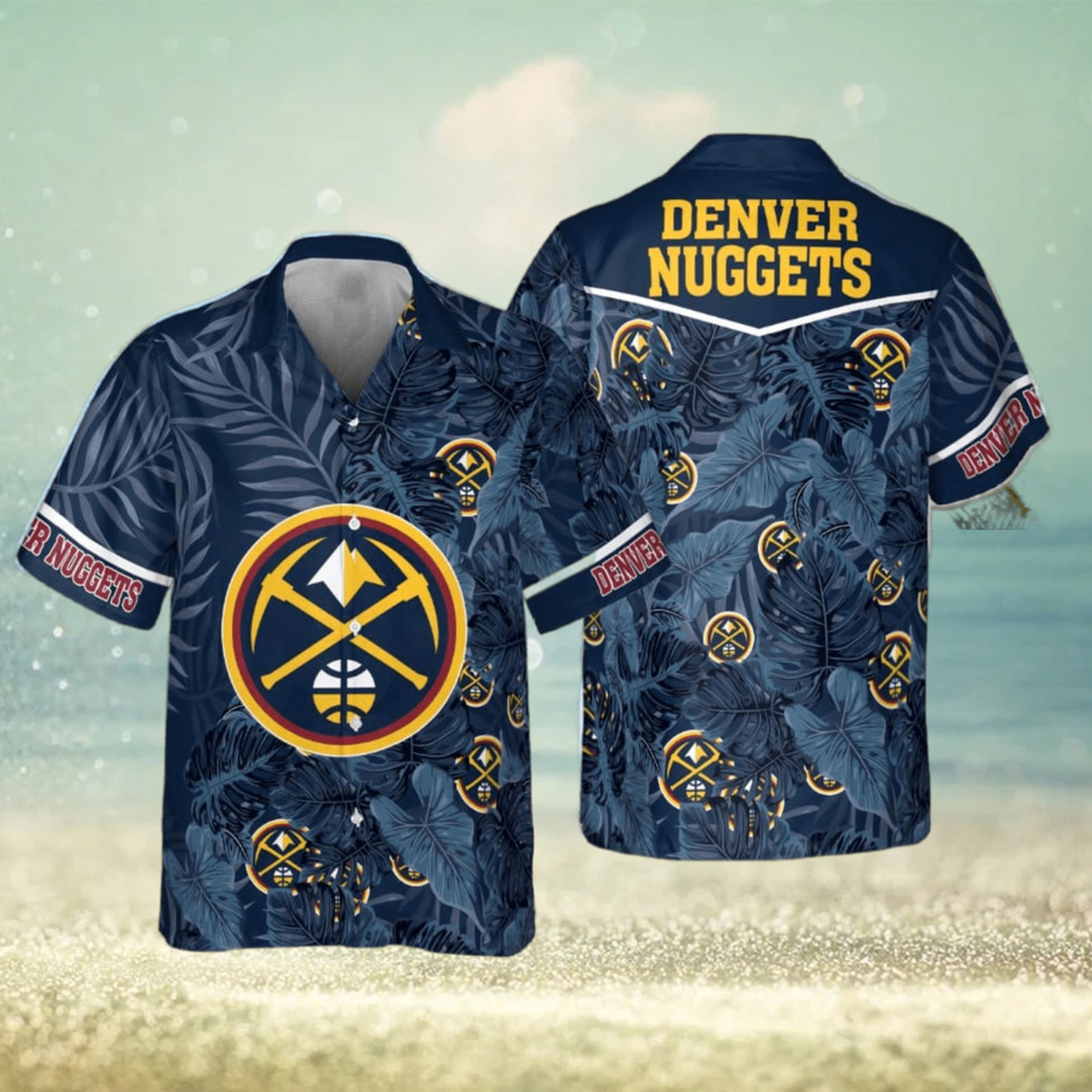 Denver Nuggets Leaves Tropical Pattern Print Hawaiian Shirt - Limotees