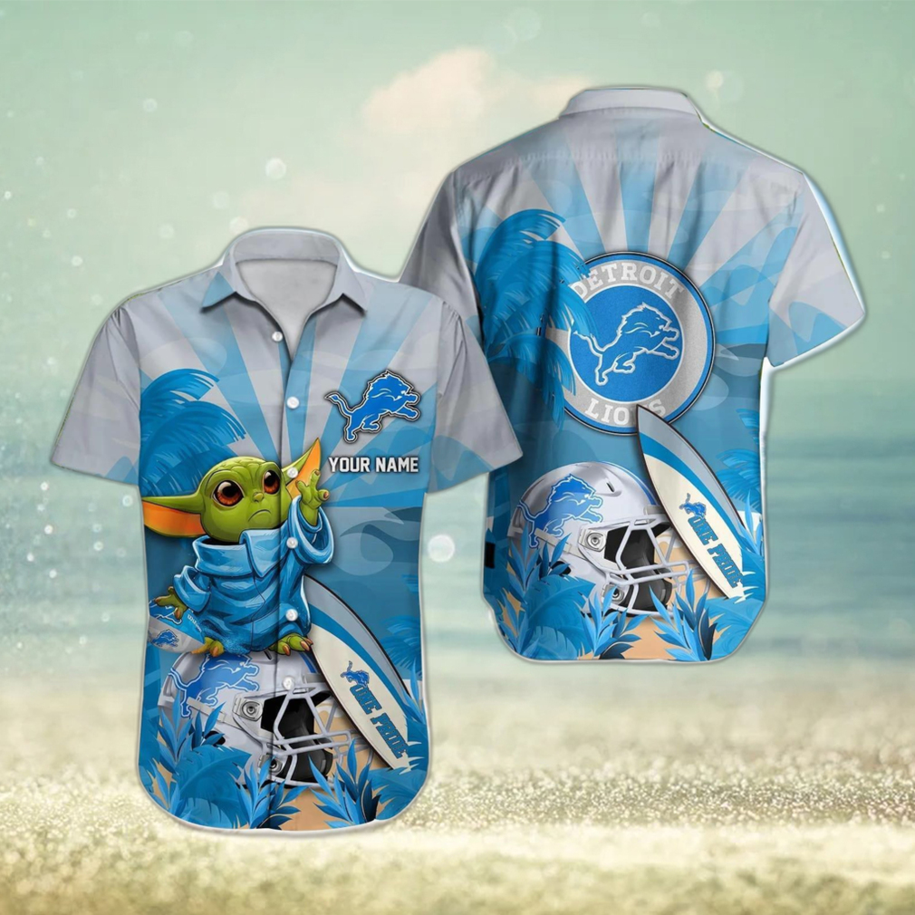 Detroit Lions NFL Baby Yoda Hawaiian shirt Custom Name Special Summer Gift For Fans - Limotees