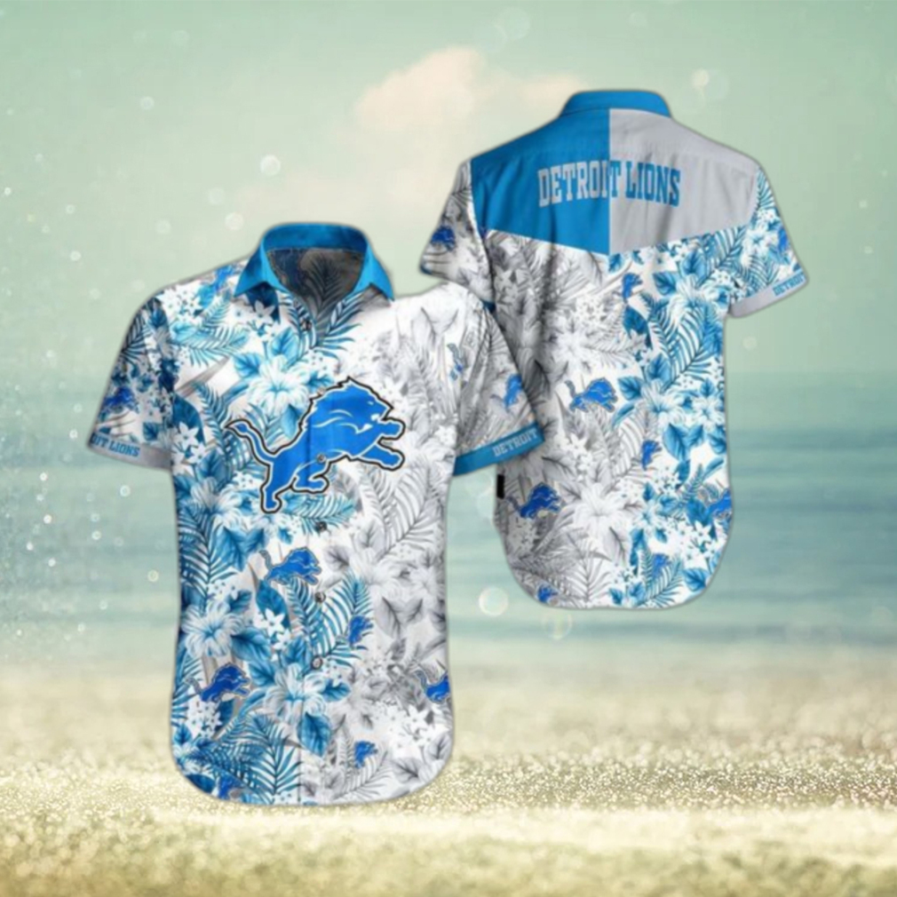 Detroit Lions NFL Beach Shirt Graphic Floral Pattern Print This Summer Hawaiian Shirt - Limotees