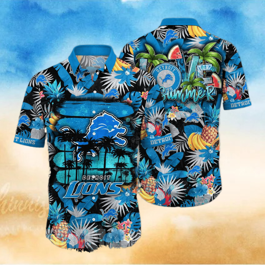 Detroit Lions NFL Flower 3D Full Printed Hawaiian Shirt - Limotees