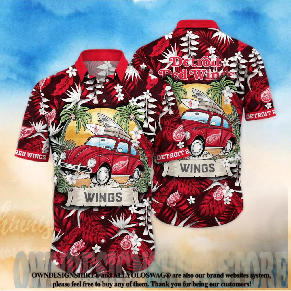 Detroit Red Wings NHL Floral 3D Full Printed Hawaiian Shirt - Limotees