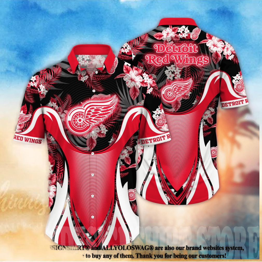 Detroit Red Wings NHL Floral All Over Print Hawaiian Shirt - Limotees