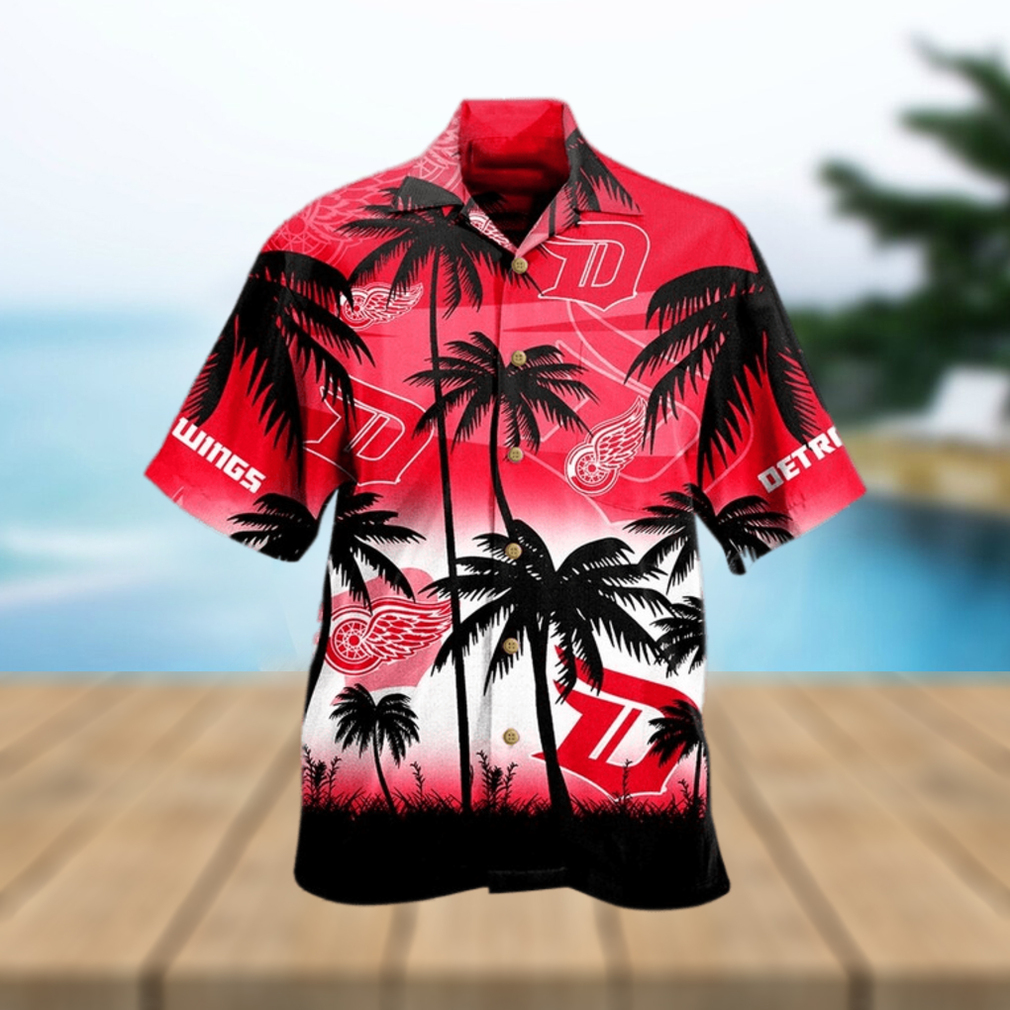 Detroit Red Wings Nhl Palm Hawaiian Shirt - Limotees