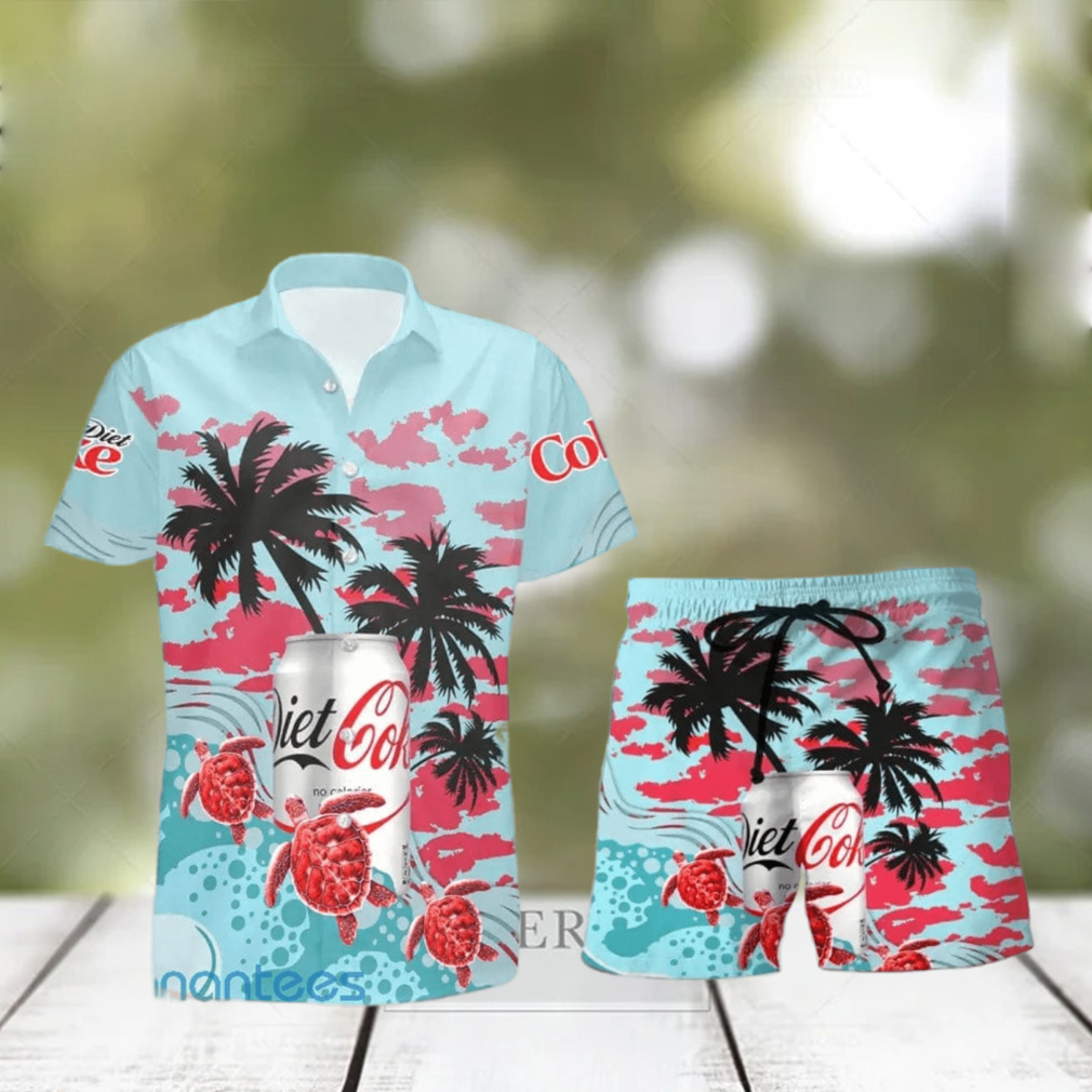 Diet Coke Lover Turtles Palm Tree Custom Name Hawaiian Shirt - Limotees