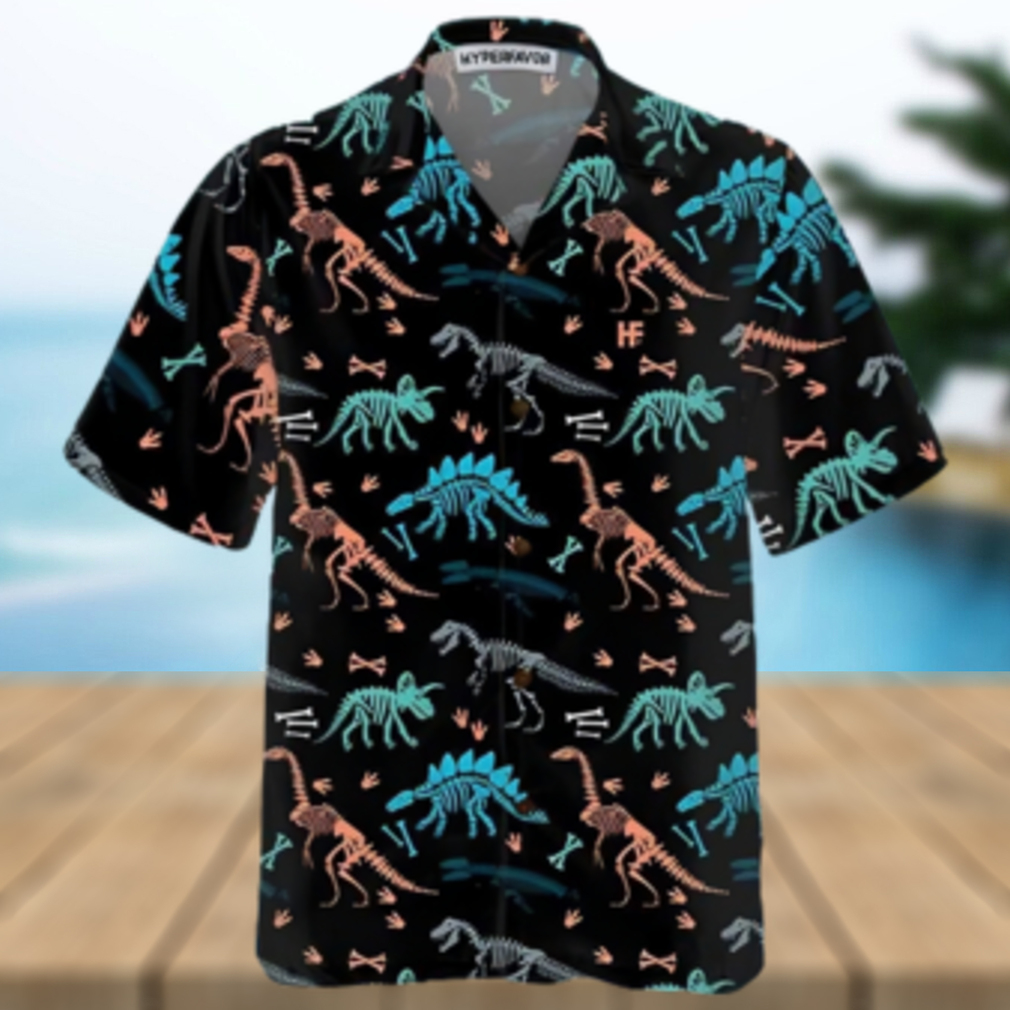 Dinosaur Skeleton Seamless Grunge Pattern Trending Dinosaur Hawaiian Shirt - Limotees