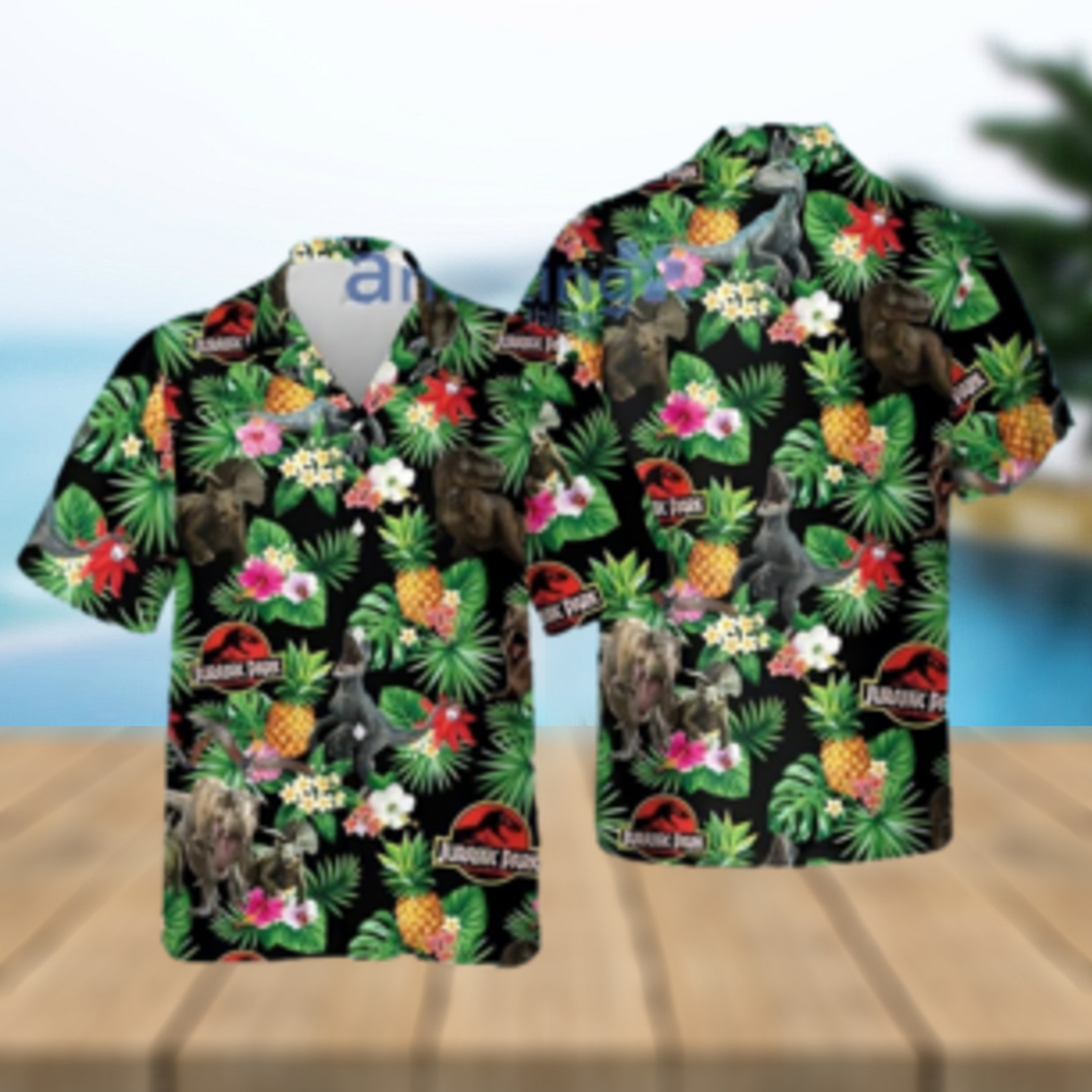 Dinosaurs Pineapple Tropical Flower Summer Jurassic Park Hawaiian Shirt - Limotees