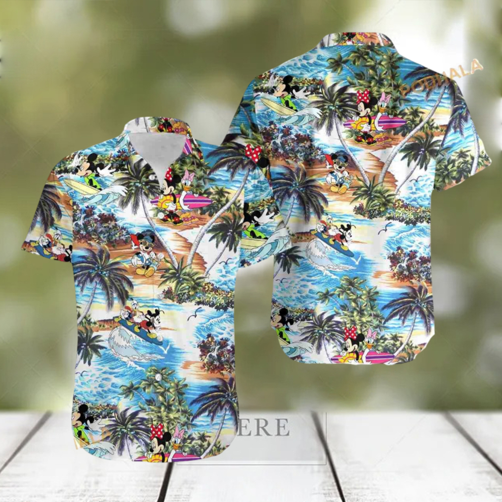 Disney Mickey Mouse Surfing Tropical Hawaiian Shirt - Limotees