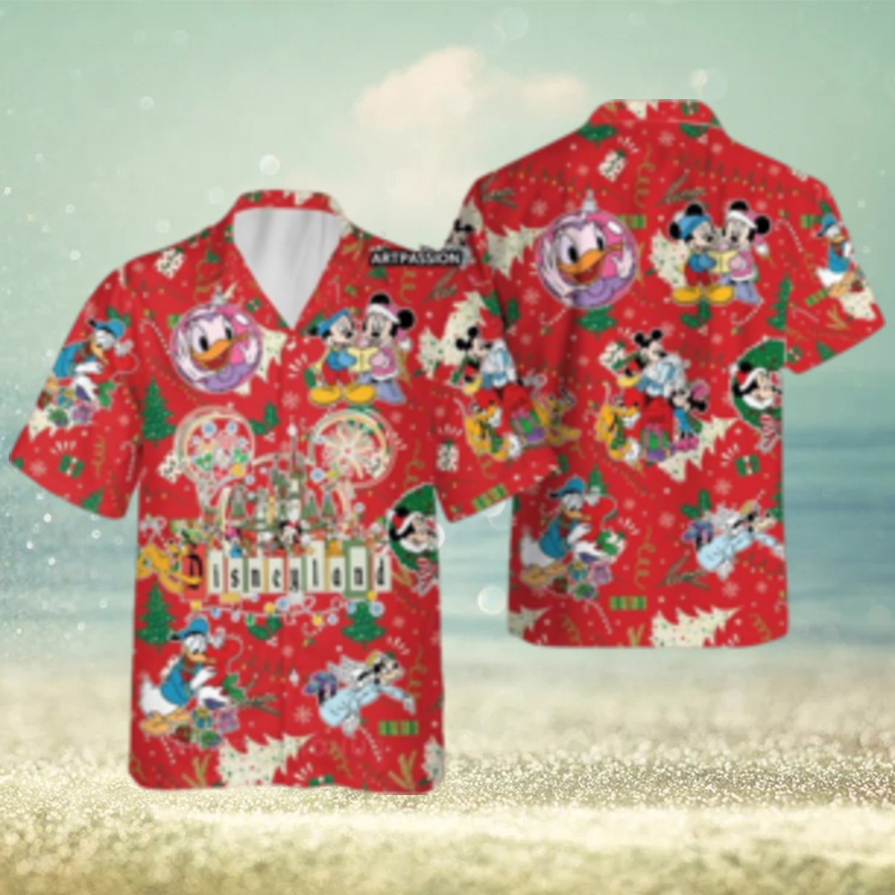 Disneyland Hawaiian Christmas Mickey Friends Holiday Disney Button Up Shirt - Limotees