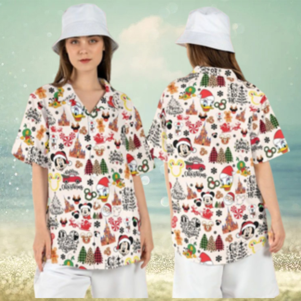 Disneyland Mickey Friends Merry Christmas Hawaiian Shirts Xmas Ho Ho Aloha - Limotees