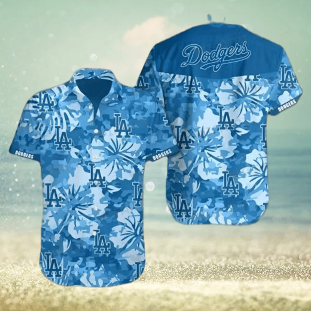 Dodgers Hawaiian Shirt Big Blue Hibiscus Los Angeles Dodgers Gift - Limotees