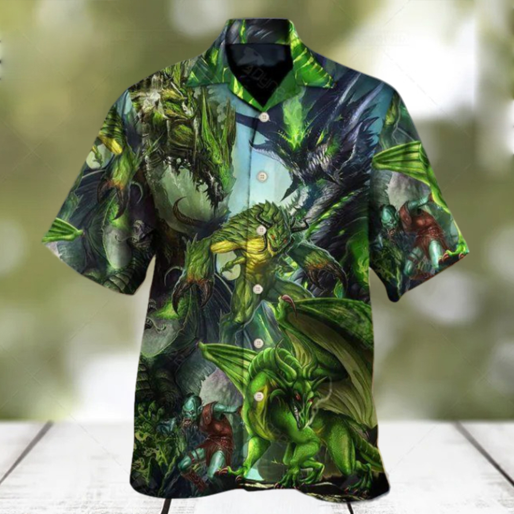 Dragon Green Skull Lover Art Style Hawaiian Shirt - Limotees