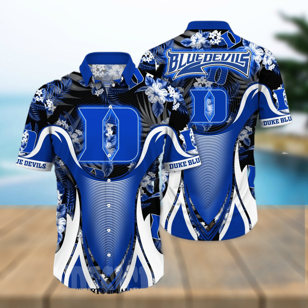 Duke Blue Devils NCAA Flower Full Printed Classic Hawaiian Shirt - Limotees