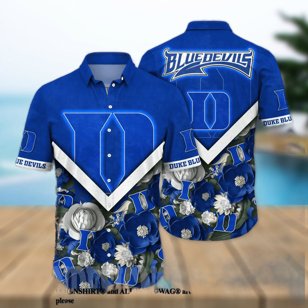 Duke Blue Devils NCAA Flower Unisex Full Printed Hawaiian Shirt - Limotees