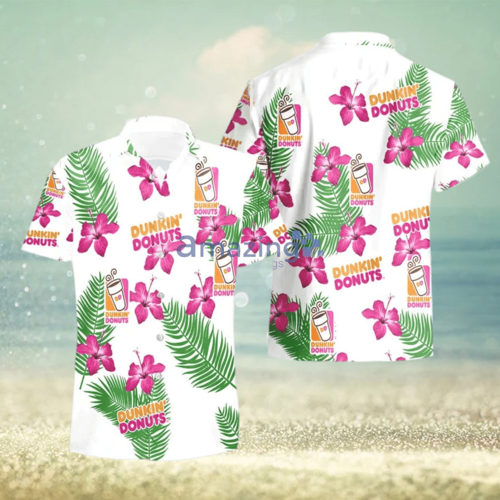 Dunkin Donuts Hibiscus Flower Pattern Hawaiian Shirt And Short For Men And Women - Limotees