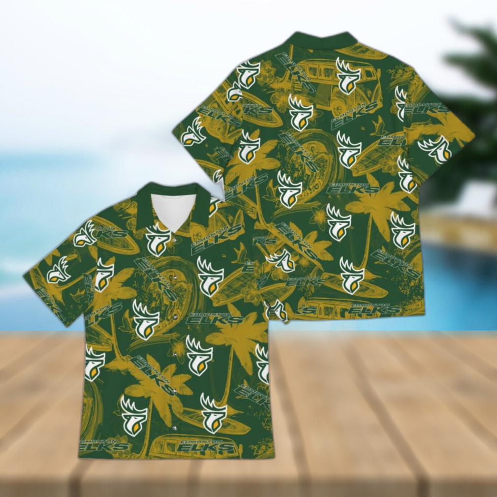 Edmonton Elks Americ Sports Team Pattern Logo Flower Tree Halloween Hawaiian Shirt For Men And Women Gift Beach - Limotees