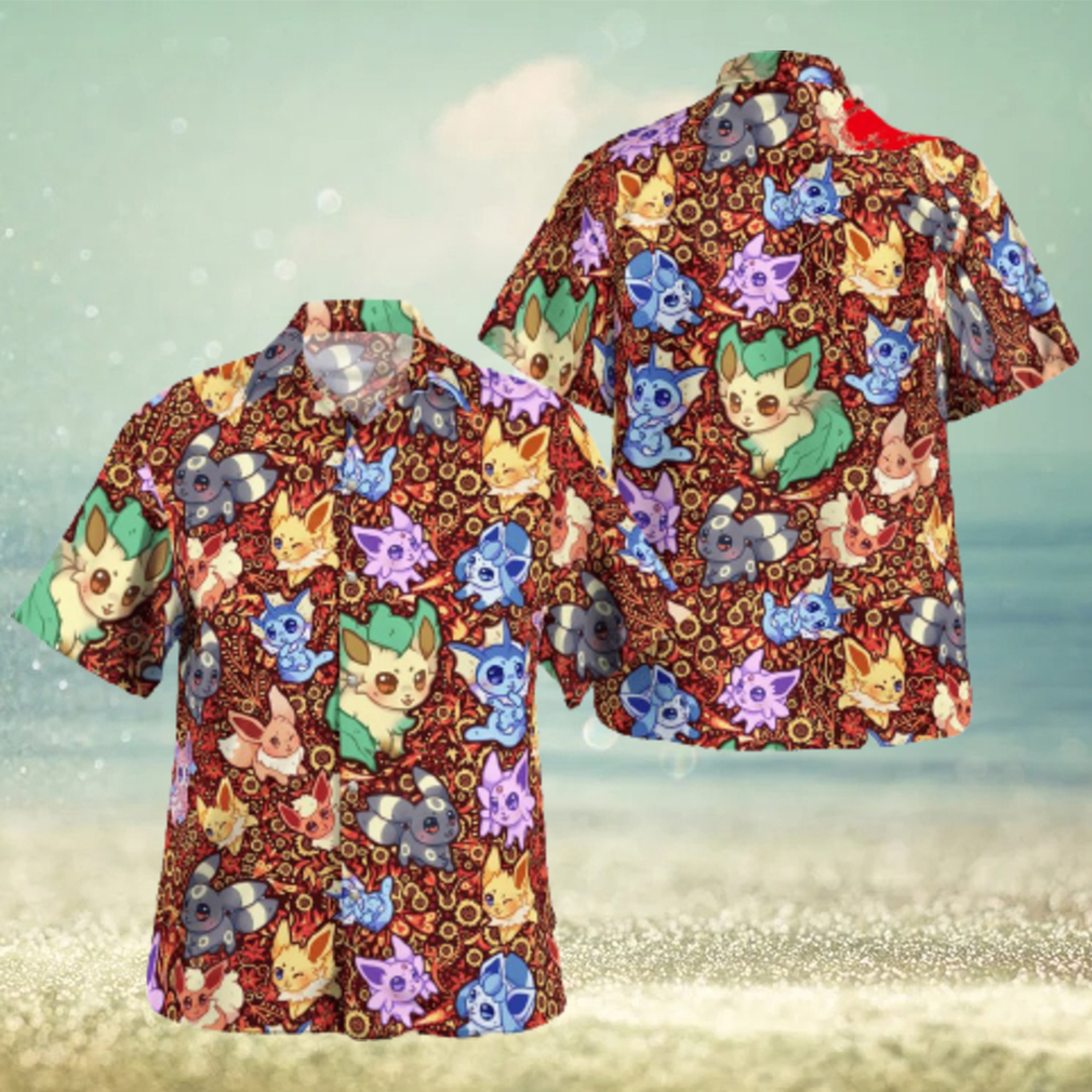 Eevee Evolution Seamless Pattern Design Hawaiian Shirt and Short - Limotees