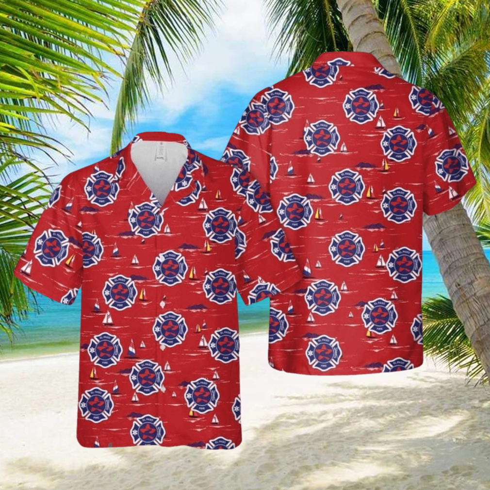 El Paso Fire Department Short Sleeve Aloha Red Hawaiian Shirt - Limotees