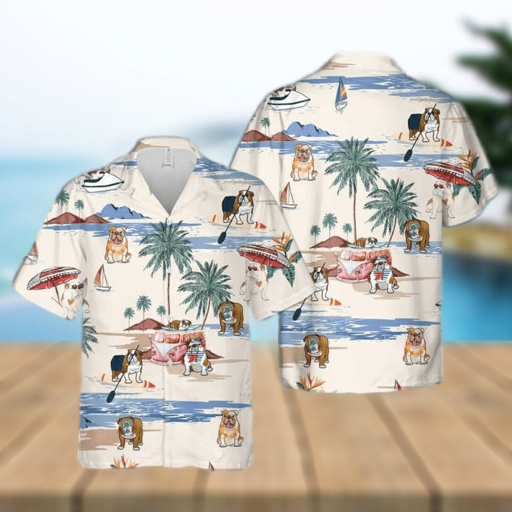 English Bulldog Beach Hawaiian Shirt - Limotees