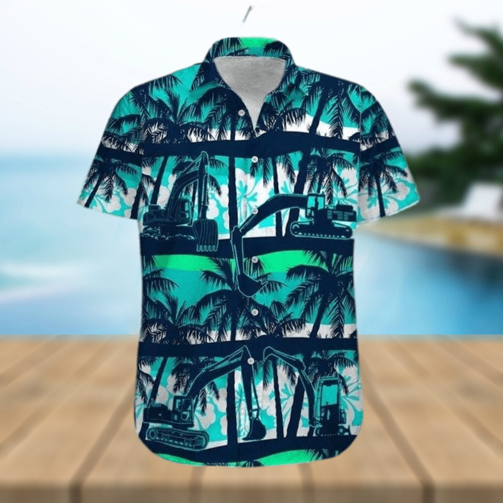 Excavator Green Coconut Beach Unisex Hawaiian Shirts - Limotees