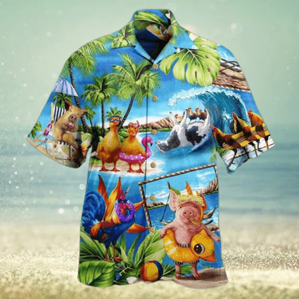 Farm Animals Stay Cool Duck Chicken Pig – Farmer Hawaiian Shirt - Limotees