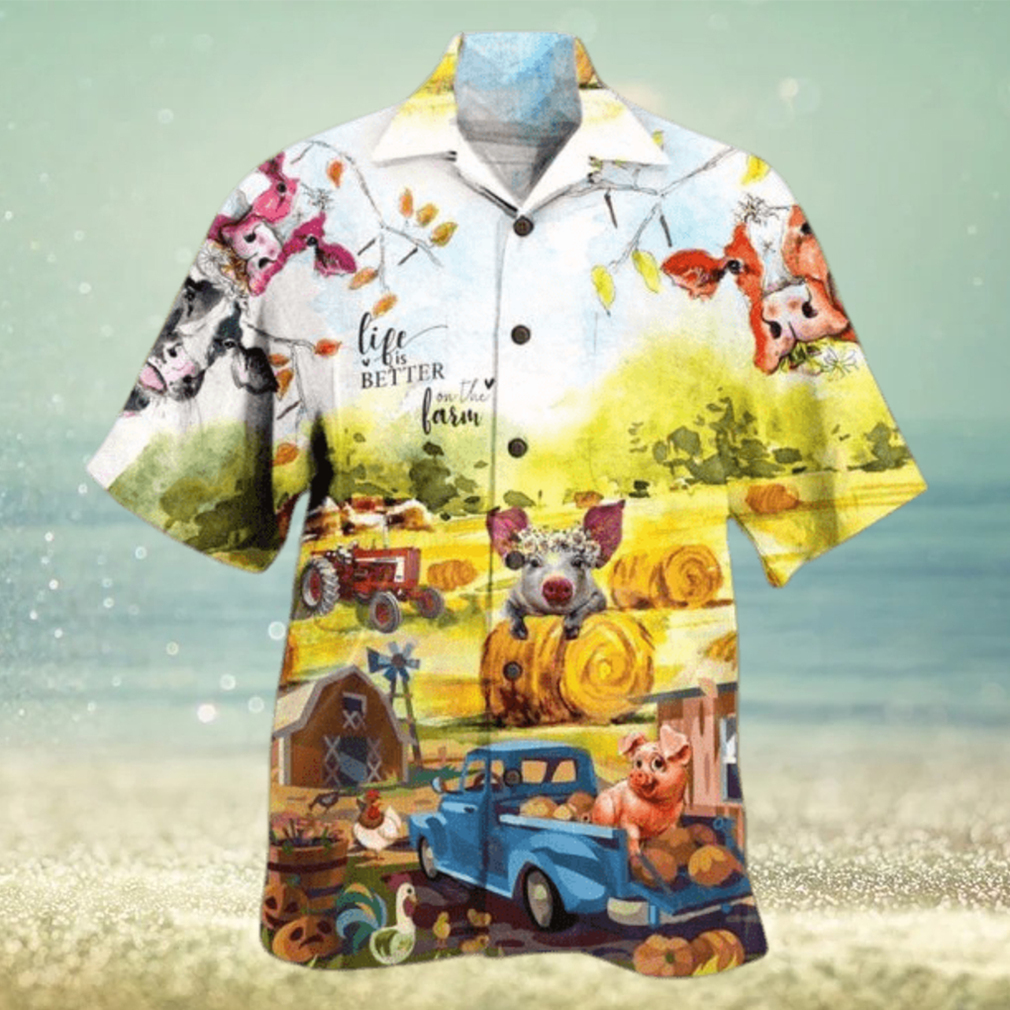 Farm Happy With Cow And Pig – Farmer Hawaiian Shirt - Limotees