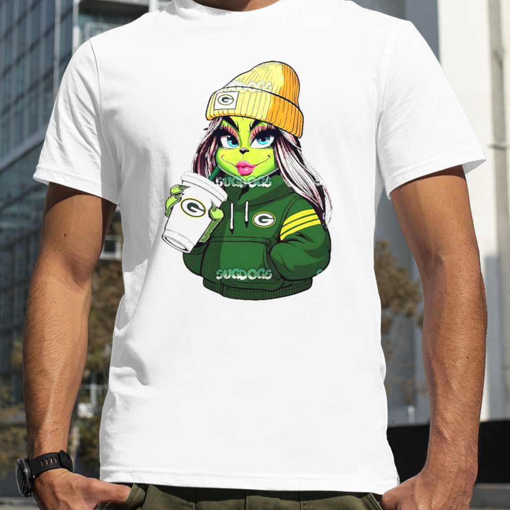 Female Grinch Girl Green Bay Packers Drink Coffee Shirt